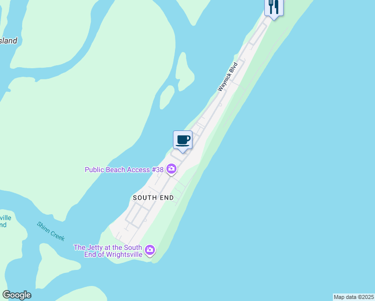 map of restaurants, bars, coffee shops, grocery stores, and more near 15 Nathan Street in Wrightsville Beach