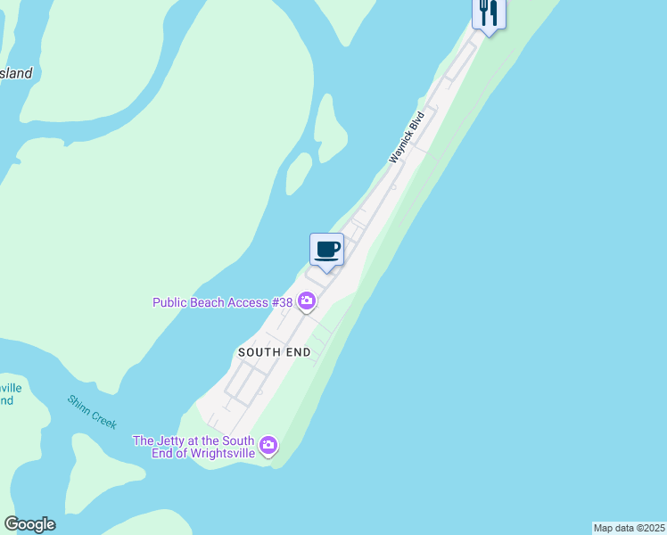 map of restaurants, bars, coffee shops, grocery stores, and more near 15 Nathan Street in Wrightsville Beach