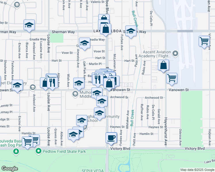 map of restaurants, bars, coffee shops, grocery stores, and more near in Los Angeles