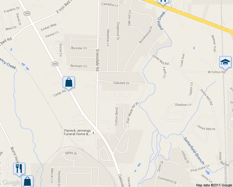 map of restaurants, bars, coffee shops, grocery stores, and more near 18 Luwanda Trail in Cartersville
