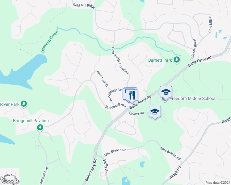 map of restaurants, bars, coffee shops, grocery stores, and more near 3018 Woodbridge Lane in Canton