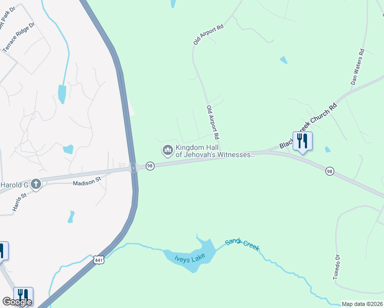 map of restaurants, bars, coffee shops, grocery stores, and more near 1115 Ila Road in Commerce