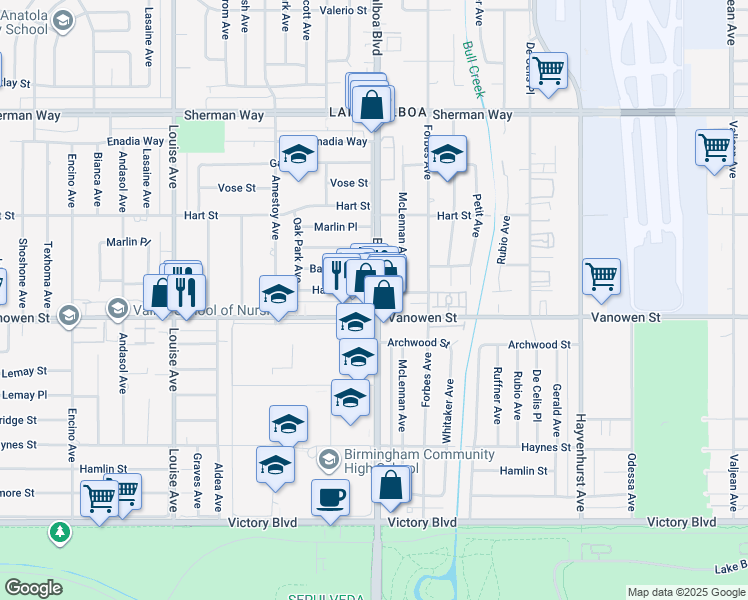 map of restaurants, bars, coffee shops, grocery stores, and more near in Los Angeles