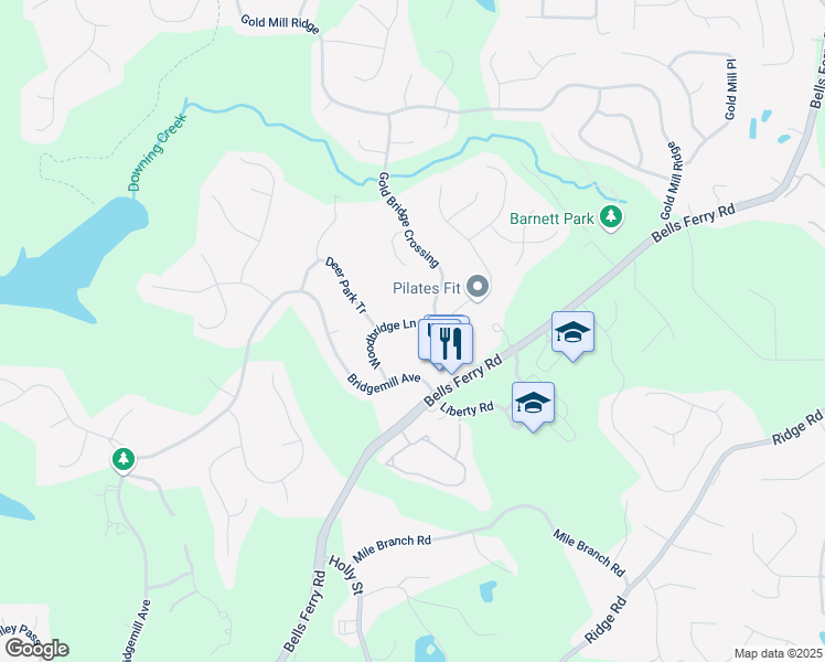 map of restaurants, bars, coffee shops, grocery stores, and more near 3022 Woodbridge Lane in Canton