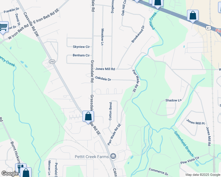 map of restaurants, bars, coffee shops, grocery stores, and more near 20 Luwanda Trail in Cartersville
