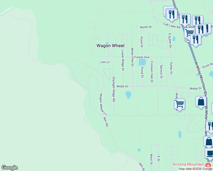 map of restaurants, bars, coffee shops, grocery stores, and more near 5862 Apollo in Navajo County