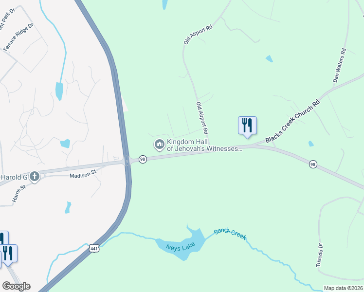 map of restaurants, bars, coffee shops, grocery stores, and more near 1115 Ila Road in Commerce