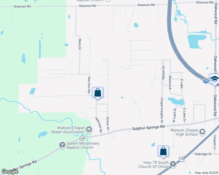 map of restaurants, bars, coffee shops, grocery stores, and more near 3407 Scenic Drive in Pine Bluff