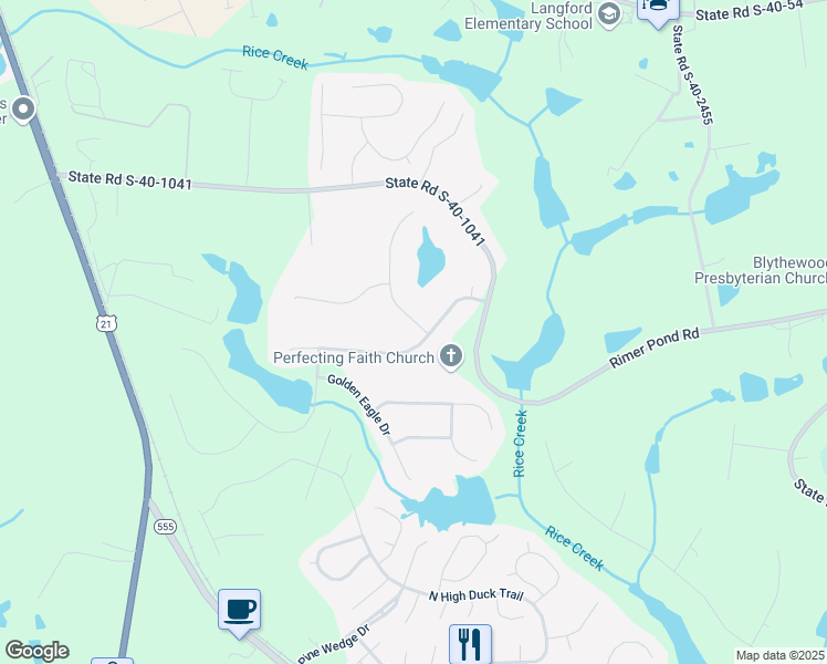 map of restaurants, bars, coffee shops, grocery stores, and more near 201 Eagles Ridge Drive in Blythewood