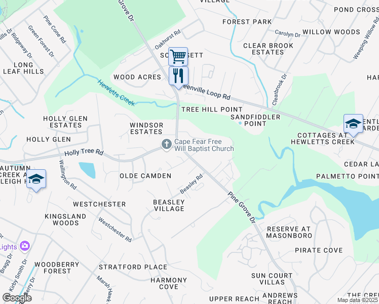 map of restaurants, bars, coffee shops, grocery stores, and more near 1036-1066 Pine Grove Drive in Wilmington