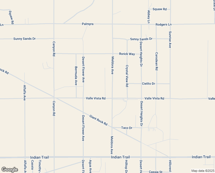 map of restaurants, bars, coffee shops, grocery stores, and more near 3232 Meldora Avenue in Twentynine Palms