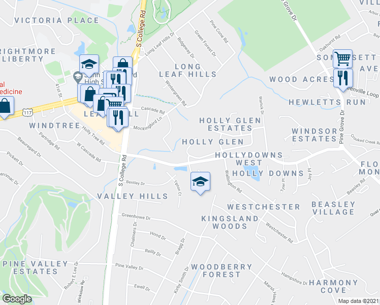 map of restaurants, bars, coffee shops, grocery stores, and more near 4839 Whitner Drive in Wilmington
