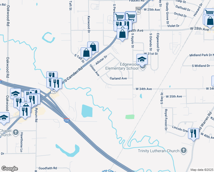 map of restaurants, bars, coffee shops, grocery stores, and more near 4401 Union Avenue in Pine Bluff