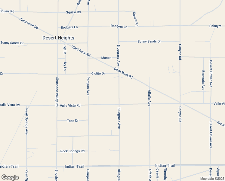 map of restaurants, bars, coffee shops, grocery stores, and more near 3232 Bluegrass Avenue in Twentynine Palms