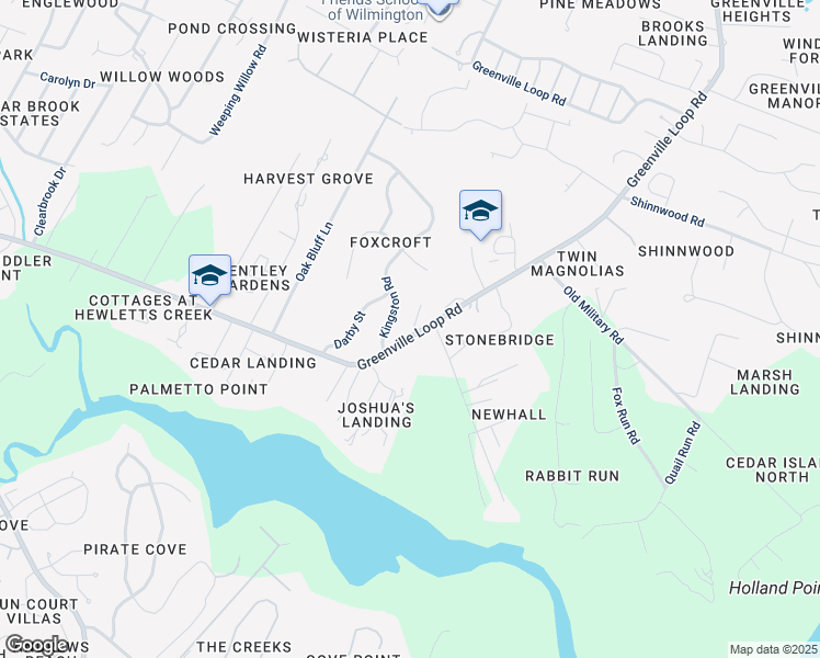 map of restaurants, bars, coffee shops, grocery stores, and more near 2450 Tonbo Trail in Wilmington