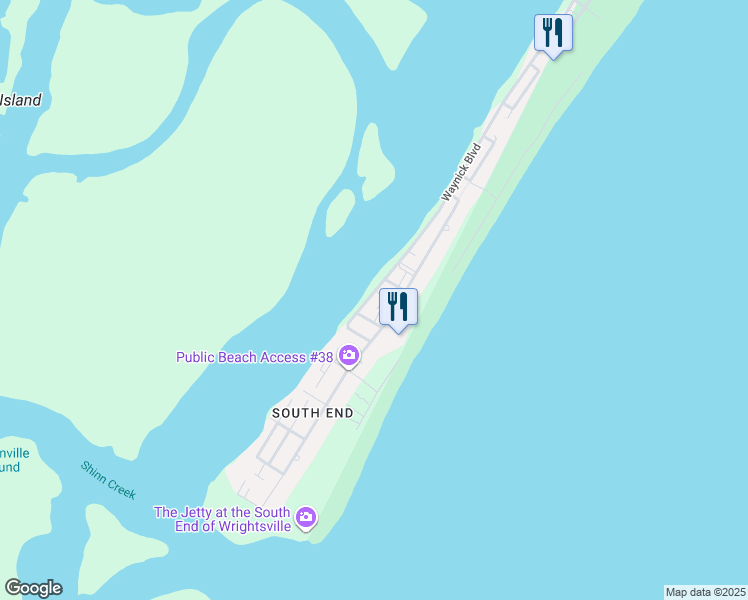 map of restaurants, bars, coffee shops, grocery stores, and more near 623 Waynick Boulevard in Wrightsville Beach