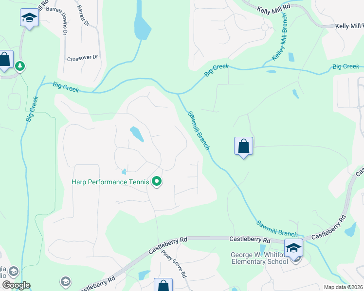 map of restaurants, bars, coffee shops, grocery stores, and more near 4770 McIntosh Drive in Cumming