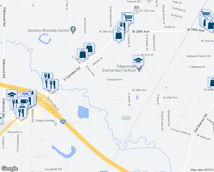 map of restaurants, bars, coffee shops, grocery stores, and more near 4317 Union Avenue in Pine Bluff