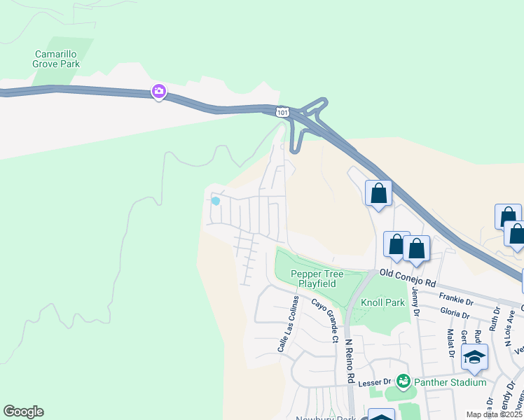 map of restaurants, bars, coffee shops, grocery stores, and more near 78 La Lomita in Thousand Oaks