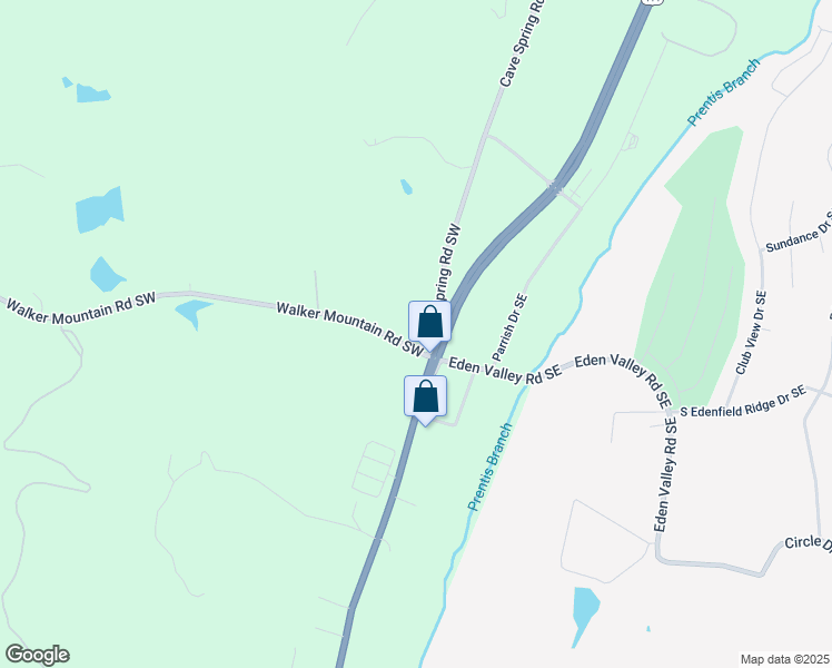 map of restaurants, bars, coffee shops, grocery stores, and more near 10 Walker Mountain Road Southwest in Rome