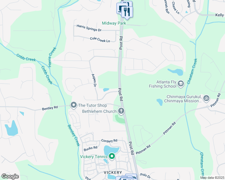 map of restaurants, bars, coffee shops, grocery stores, and more near 5780 Willow Oak Pass in Cumming
