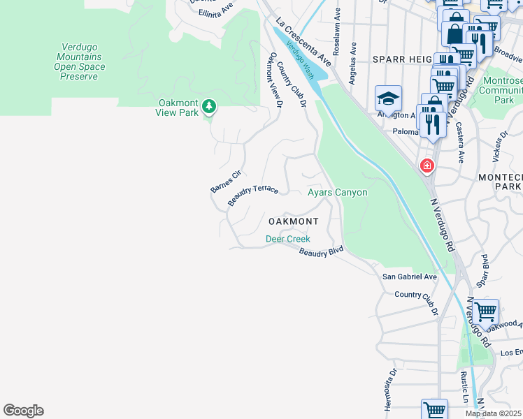 map of restaurants, bars, coffee shops, grocery stores, and more near 1359 J Lee Circle in Glendale