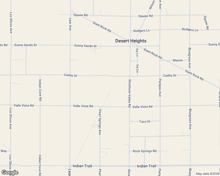 map of restaurants, bars, coffee shops, grocery stores, and more near 3191 Pearl Springs Avenue in Twentynine Palms