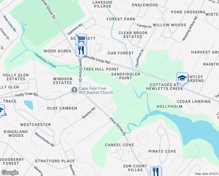 map of restaurants, bars, coffee shops, grocery stores, and more near 225 Kilarny Road in Wilmington