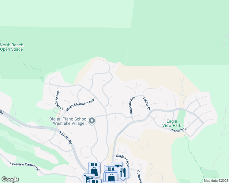 map of restaurants, bars, coffee shops, grocery stores, and more near 5892 Indian Crest Circle in Westlake Village