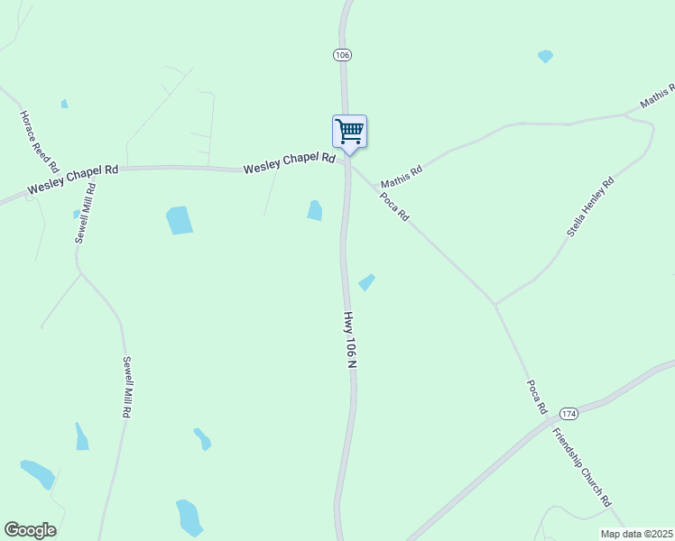 map of restaurants, bars, coffee shops, grocery stores, and more near 1719 Georgia 106 in Danielsville