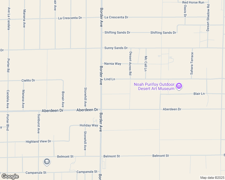 map of restaurants, bars, coffee shops, grocery stores, and more near 62580 Blair Lane in Joshua Tree
