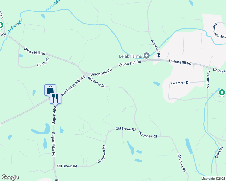 map of restaurants, bars, coffee shops, grocery stores, and more near 370 Old Jones Road in Alpharetta