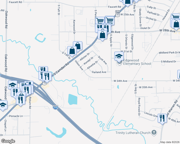 map of restaurants, bars, coffee shops, grocery stores, and more near 4401 Union Avenue in Pine Bluff
