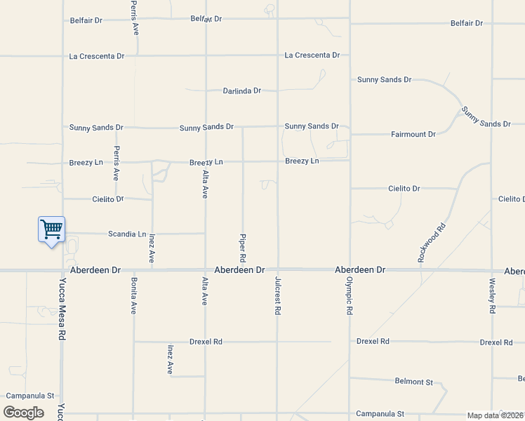 map of restaurants, bars, coffee shops, grocery stores, and more near 3150 Julcrest Road in Yucca Valley