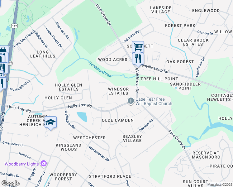 map of restaurants, bars, coffee shops, grocery stores, and more near 5090 Edinboro Lane in Wilmington