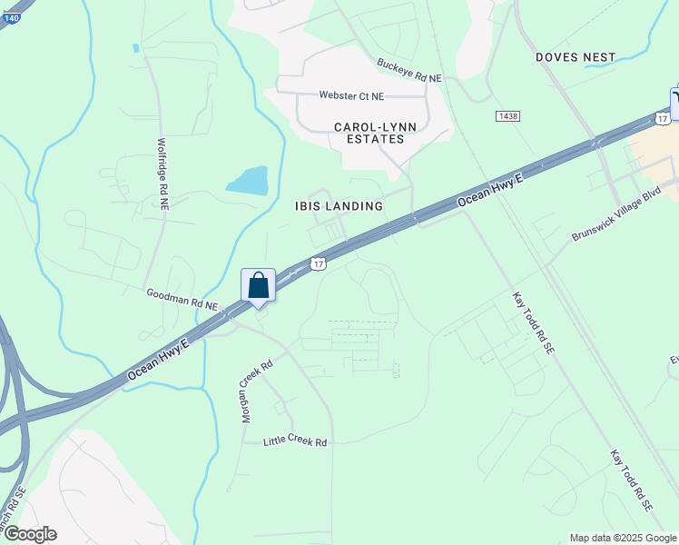 map of restaurants, bars, coffee shops, grocery stores, and more near 7127 Rock Fish Lane Southeast in Leland