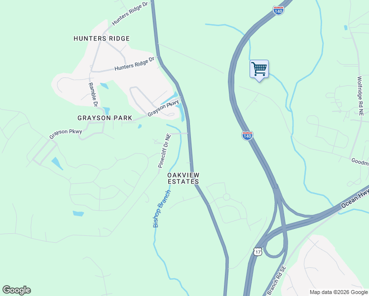 map of restaurants, bars, coffee shops, grocery stores, and more near 300-398 Maco Road Northeast in Leland