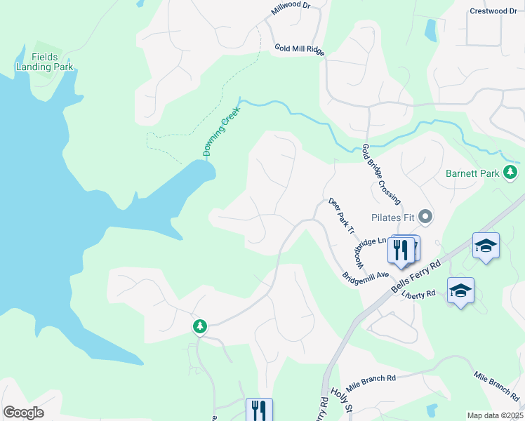 map of restaurants, bars, coffee shops, grocery stores, and more near 520 Waterside Court in Canton