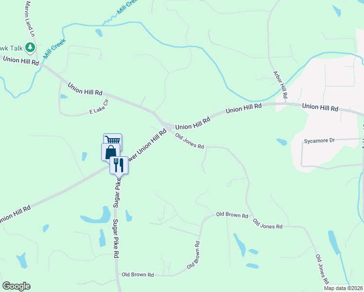 map of restaurants, bars, coffee shops, grocery stores, and more near 201 Old Jones Road in Alpharetta