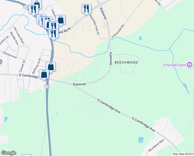 map of restaurants, bars, coffee shops, grocery stores, and more near 120 Canyon Drive in Greenwood