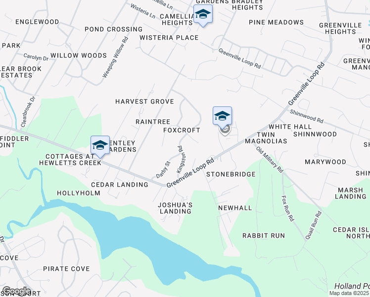 map of restaurants, bars, coffee shops, grocery stores, and more near 206 Kingston Road in Wilmington