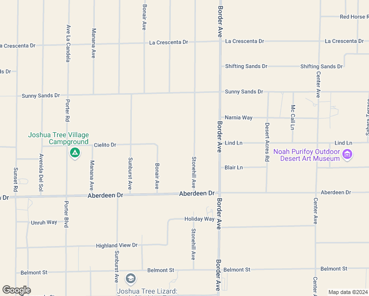 map of restaurants, bars, coffee shops, grocery stores, and more near 3120 Stonehill Avenue in Joshua Tree