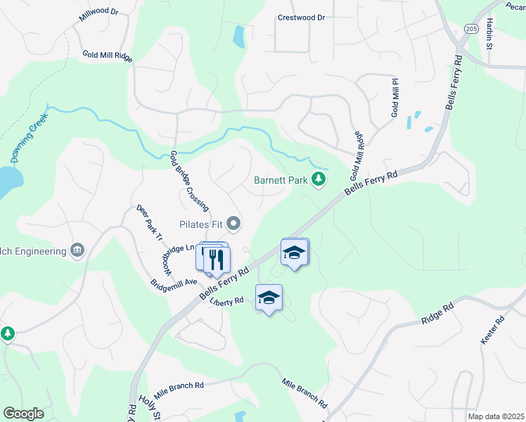 map of restaurants, bars, coffee shops, grocery stores, and more near 404 Redwood Trail in Canton