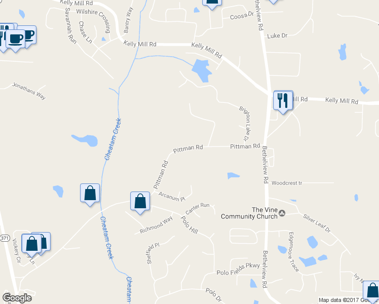 map of restaurants, bars, coffee shops, grocery stores, and more near 4735 Pittman Road in Cumming
