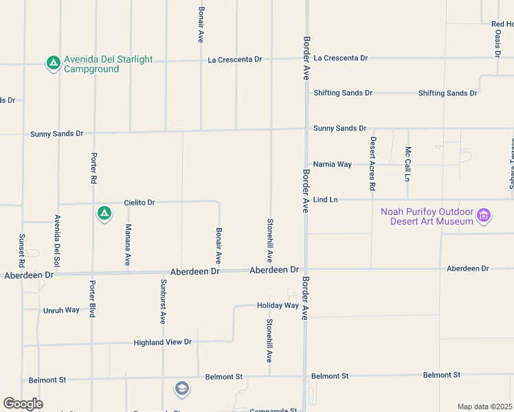 map of restaurants, bars, coffee shops, grocery stores, and more near 3131 Stonehill Avenue in Joshua Tree