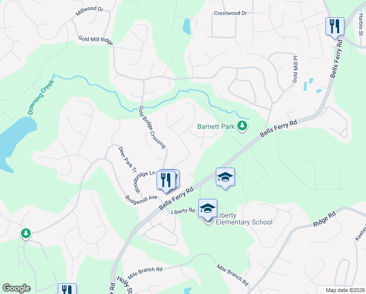 map of restaurants, bars, coffee shops, grocery stores, and more near 3063 Woodbridge Lane in Canton