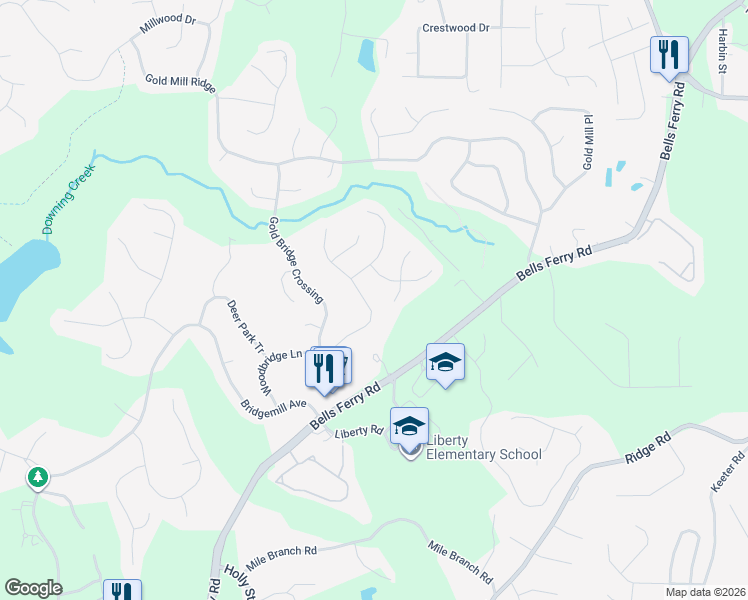 map of restaurants, bars, coffee shops, grocery stores, and more near 3060 Woodbridge Lane in Canton
