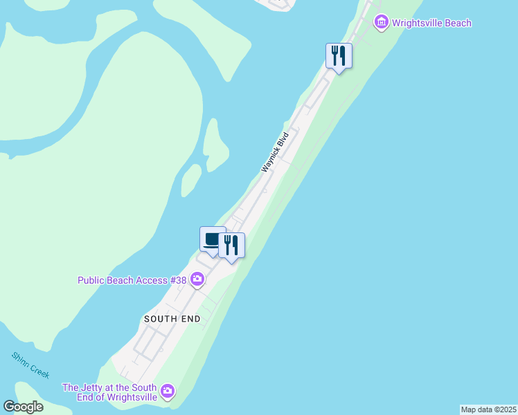 map of restaurants, bars, coffee shops, grocery stores, and more near 541 South Lumina Avenue in Wrightsville Beach