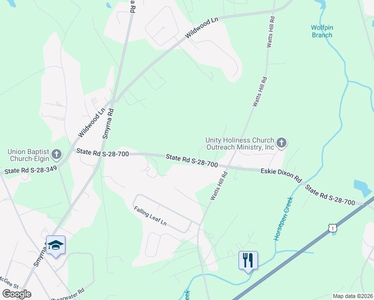 map of restaurants, bars, coffee shops, grocery stores, and more near 480 Eskie Dixon Road in Elgin