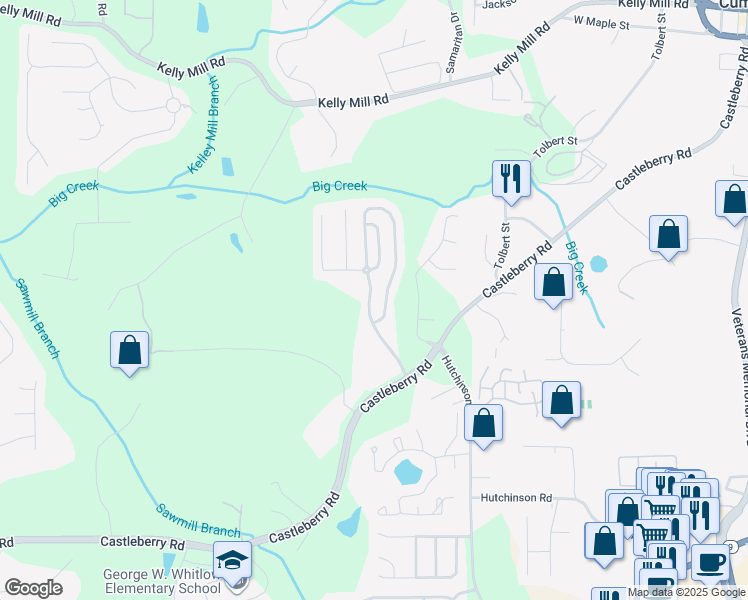 map of restaurants, bars, coffee shops, grocery stores, and more near 3333 Castleberry Village Circle in Cumming